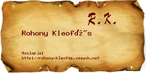 Rohony Kleofás névjegykártya
